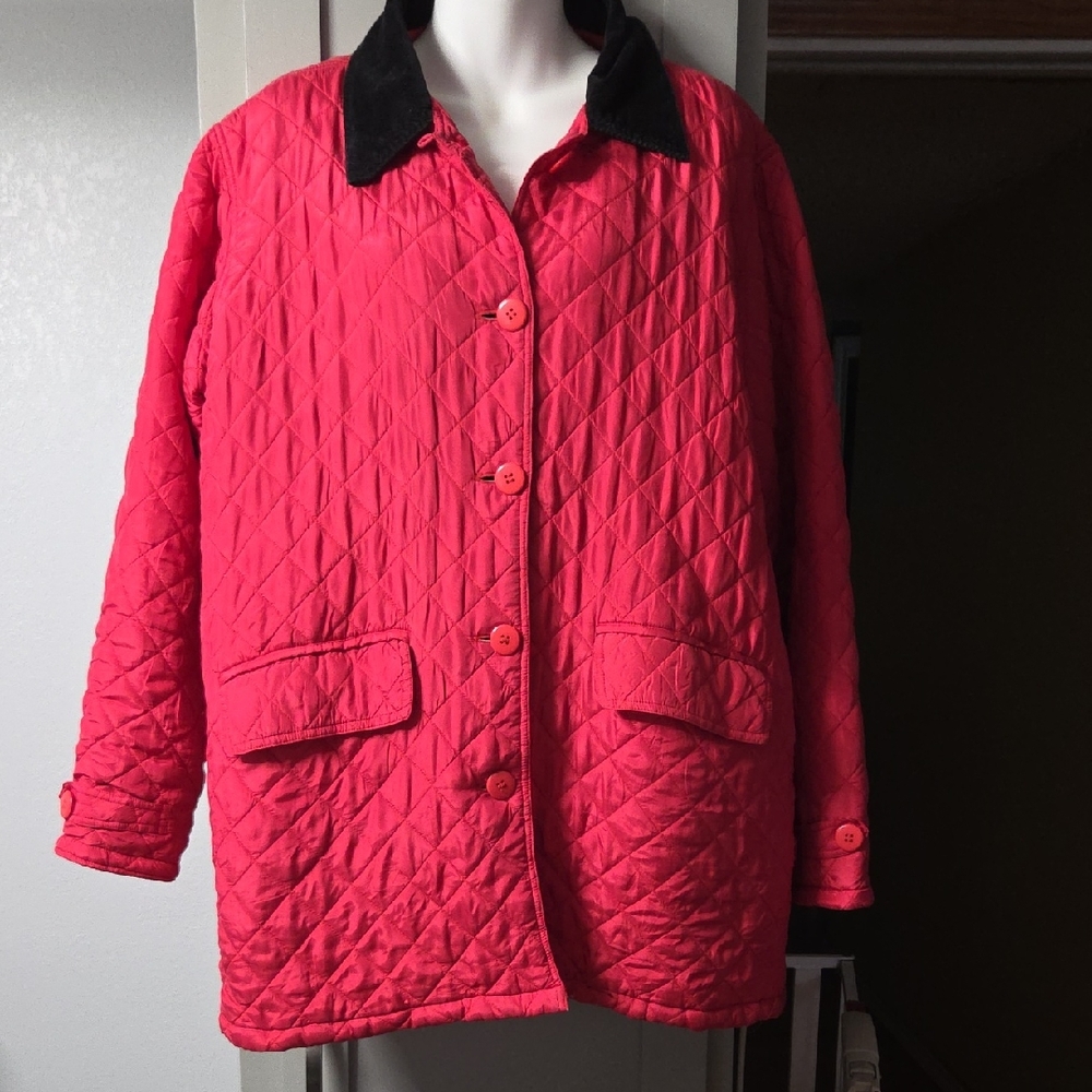 Women's Quilted Utility Jacket - Vibrant Red